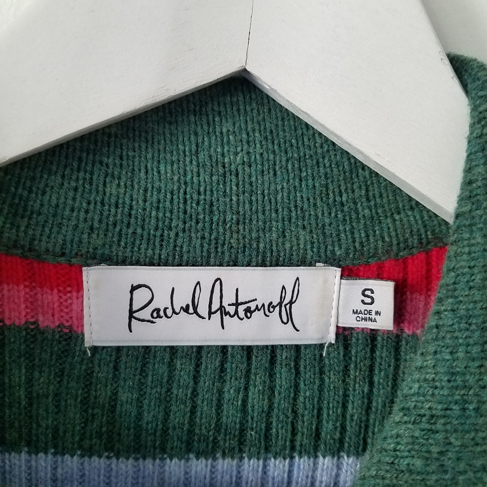Rachel Antonoff Polo Rib Knit Sweater Dress In Multi Color Striped Size Small - Picture 9 of 10